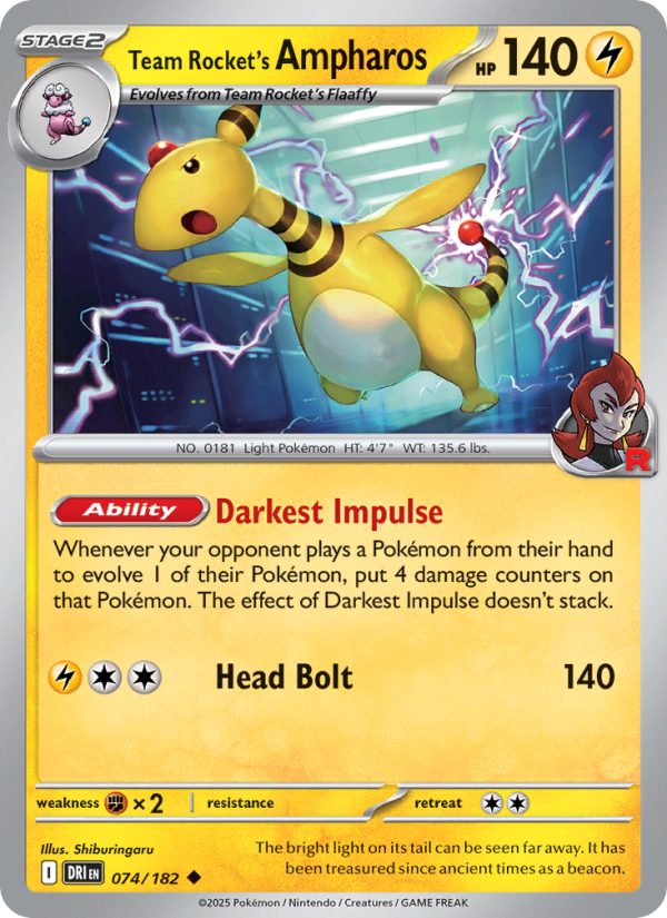 Team Rocket's Ampharos - Destined Rivals 074/182